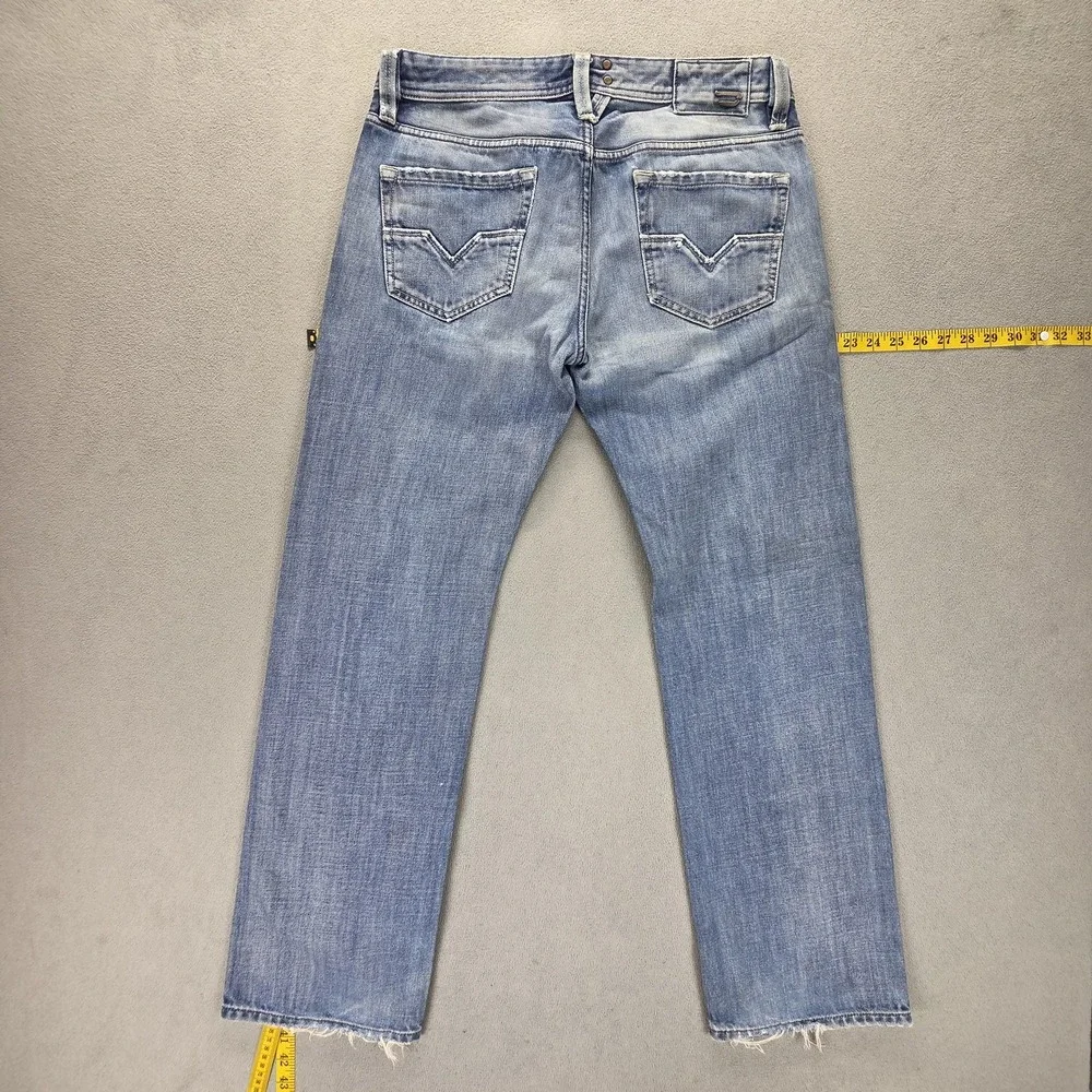 Diesel Jeans Mens 32x30 Blue Larkee Regular Straight Distressed Button Fly 008AT